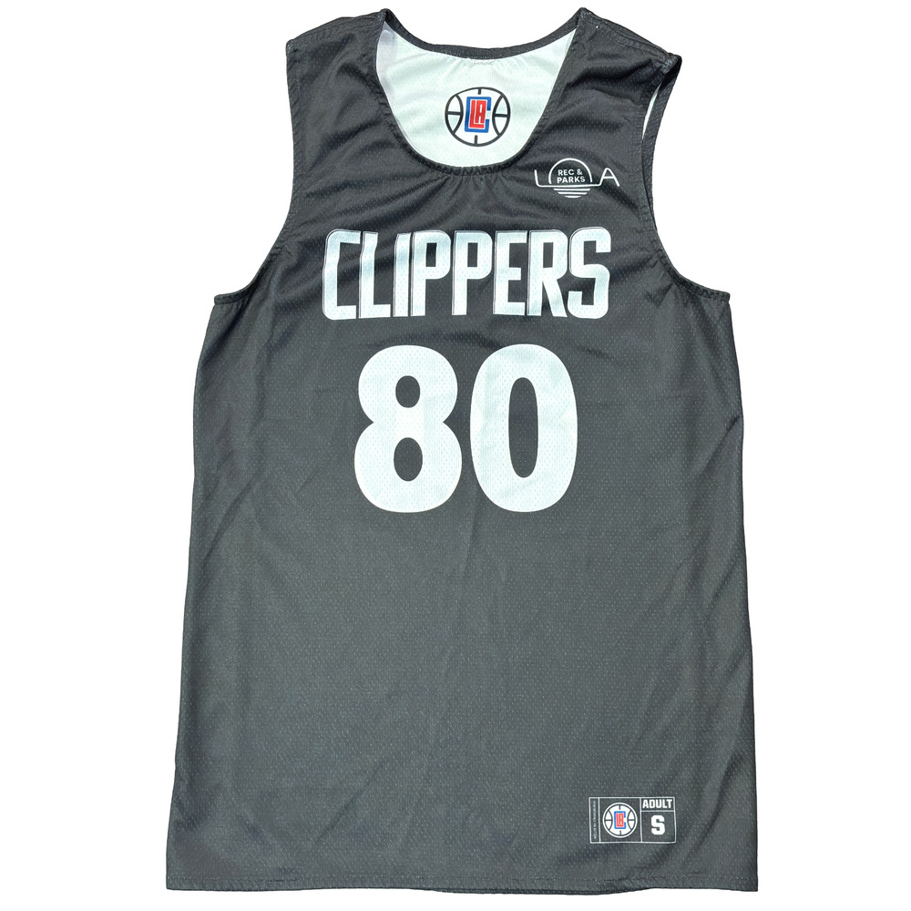 LA Clippers 80 Black White Reversible Rec & Parks Adult Small Jersey
